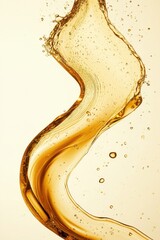 Poster - Captivating Golden Liquid Splash Against Pale Yellow Backdrop Showcasing Fluid Dynamics and Viscosity in a Dynamic Composition