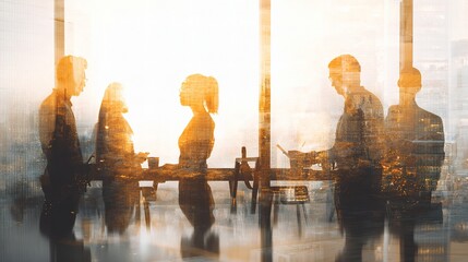 Poster - Collaborative Business Team in Modern Backlit Meeting Space