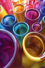 Poster - Abstract arrangement of vibrant colored tubes, creating a dynamic and visually stimulating composition, with a modern and artistic style, perfect for backgrounds