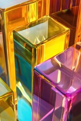 Poster - Abstract arrangement of colorful glass cubes creating a vibrant and luminous composition with a modern and artistic style