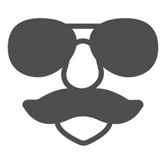 Poster - face with mustache and sunglasses solid icon, law enforcement concept. vector graphics. policeman ma