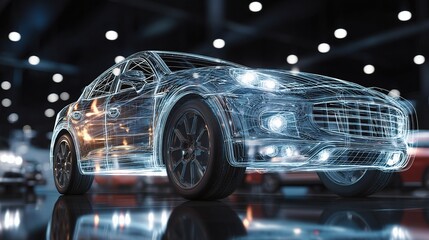 Poster - Transparent Automobile Design Concept with Light Effects
