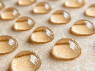 Poster - Abstract amber drops on textured surface creating a mesmerizing pattern and captivating visual effect