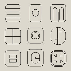 Poster - Minimalist Line Art Icons for UI Design and Abstract Concepts