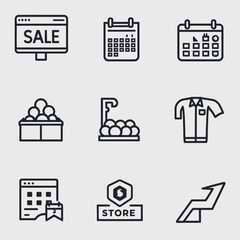 Poster - Sales, Calendar, Fruits, Clothing, Store, and Growth Icons