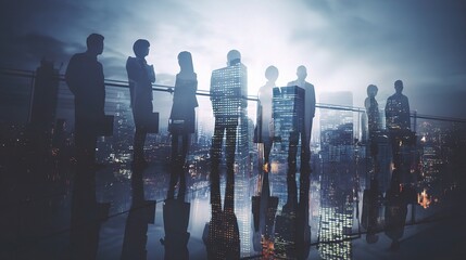 Poster - Corporate Team Collaboration in a Futuristic Cityscape