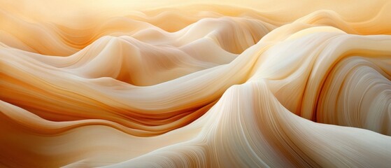 Poster - Abstract beige waves flowing in a dreamy landscape with soft light and gentle curves creating a serene and calming visual experience