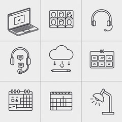 Poster - Online Meeting and Productivity Icons on White Background