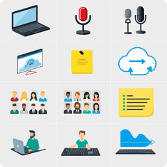 Poster - Business and Technology Icons Illustrating Concepts and Communication