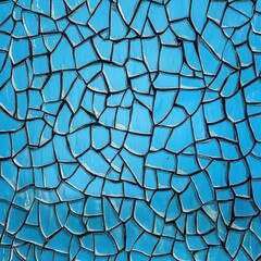Poster - Captivating blue glass mosaic pattern with intricate black grout lines evoking modern artistic design and texture