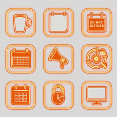 Poster - Collection of Icons: Cup, Calendar, Megaphone, Monitor