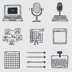 Poster - Business and Technology Doodle Icons Set