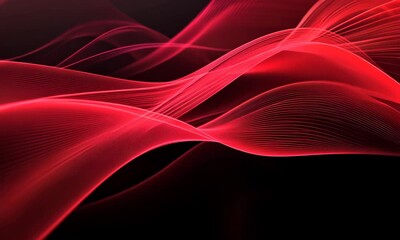 Poster - Abstract crimson waves on black background creates a striking and dynamic visual