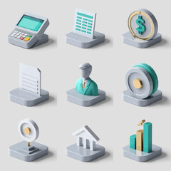 Poster - Business and Finance Icon Set, Accounting, Banking, Investment, and Financial Growth