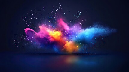 Poster - A vibrant splash of colorful paint swirling together against a dark background. creating a dynamic and energetic visual effect. perfect for artistic or creative projects