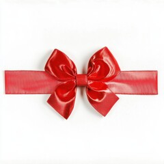 Poster - Elegant Red Satin Ribbon Bow on White Background Festive Decoration Gift Wrapping Celebration Holiday Season Bright