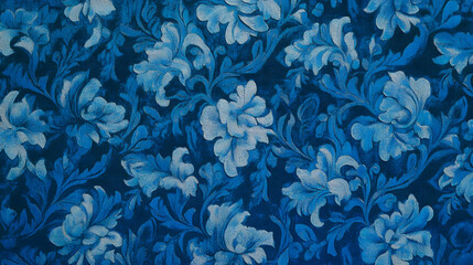 Wall Mural - Intricate blue damask pattern design for elegant textures and backgrounds