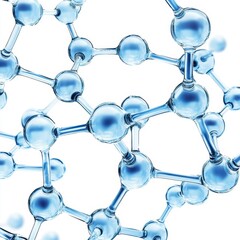 Poster - abstract molecular structure with transparent spheres and rods against a clean white backdrop showca