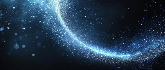 Poster - luminous blue particle stream on dark background evokes cosmic energy and futuristic technology with