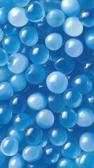 Poster - Captivating close up of translucent blue gel beads creating a mesmerizing texture with light reflections and soft shadows evoking serenity and calm
