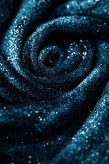 Poster - Captivating Texture of Deep Blue Glittering Fabric in Swirling Pattern Close Up Shot with Soft Lighting and Elegant Mood