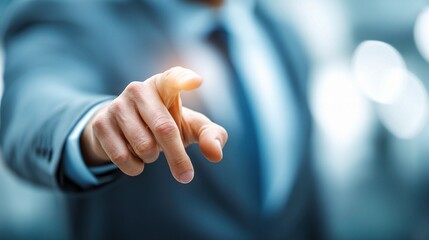 Poster - Businessman Pointing at Modern Virtual Screen in Bright Environment