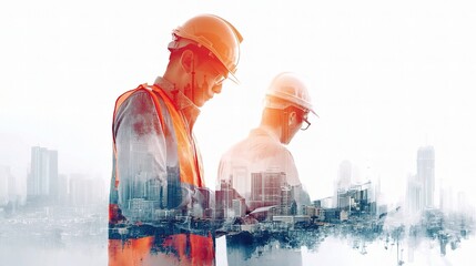 Poster - Civil Engineer and Construction Worker in Urban Environment