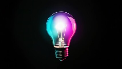 Poster - Colorful Bulb Element with Soft Glow on a Dark Background for Creative Concepts and Artistic Projects