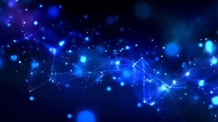Aufkleber - Visual representation of cosmic connections and network patterns in a dark blue background with glowing points of light