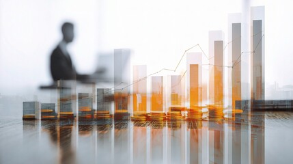 Poster - Businessman Analyzing Financial Progress with Data Charts and Overlays
