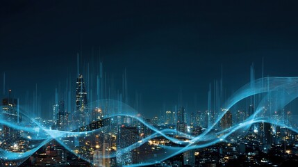 Poster - Smart City Connection and Big Data Technology Background at Night