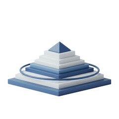 Poster - Layered Blue and White Pyramid Structure on Transparent Background