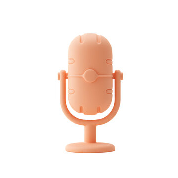 Peach Retro Microphone 3D Render