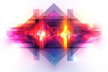 Aufkleber - Abstract geometric design featuring vibrant colors and interlocking shapes in a modern artistic composition