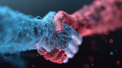 Poster - Abstract Handshake Illustration with Matrix Style and Blended Colors