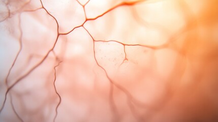 Leinwandbilder - Delicate neural pathways and axons intertwine like tree limbs in a macro shot, creating a soft-focus abstract network against a smooth, neutral backdrop