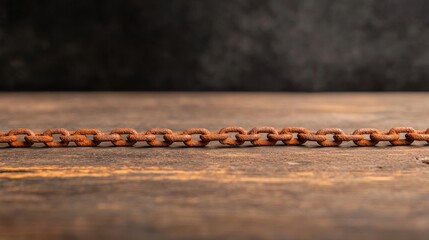 Aufkleber - Close focus on a heavily rusted metal chain link reveals intricate details of corrosion and flaking paint, highlighting its industrial history and wear