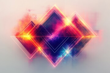 Aufkleber - Abstract geometric design featuring vibrant colors and interlocking shapes in a modern artistic composition