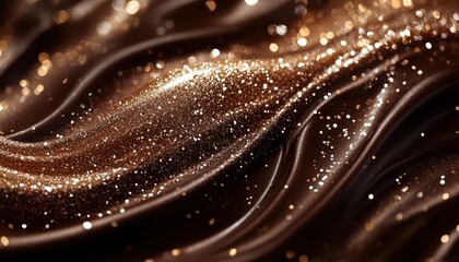 Leinwandbilder - Shimmering golden wave texture with sparkling particles in a dark environment creating an elegant and luxurious atmosphere