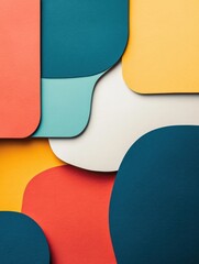 Aufkleber - Colorful minimalist label stickers with abstract rounded shapes on a vibrant background suitable for creative projects