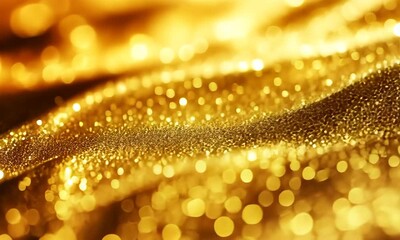 Poster - Golden glitter sparkles flow beautifully, creating an elegant and mesmerizing effect