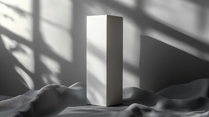 Aufkleber - Minimalist white object casting shadows on a textured surface in soft natural light, highlighting simple beauty and elegance in an indoor setting