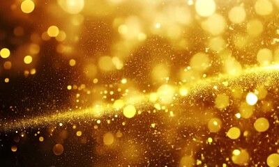 Poster - Elegant golden bokeh background with shimmering glitter particles and light streaks
