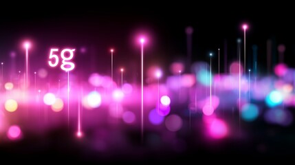 Poster - Vibrant digital representation of 5G technology and its potential improvements in connectivity