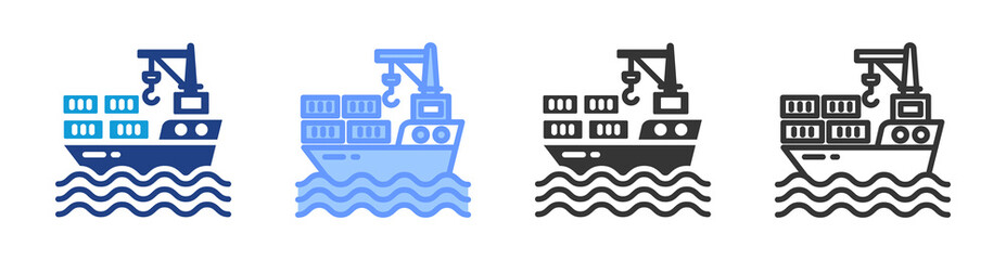 Aufkleber - Container Shipping icon set multiple style collection