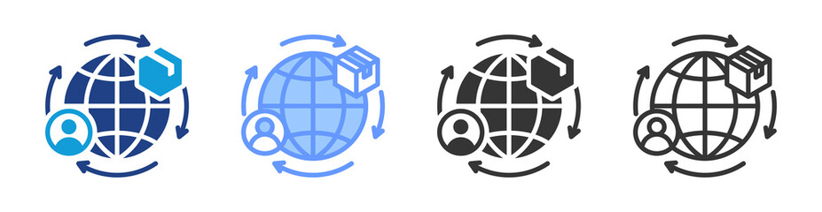 Fototapete - Cross-Border Trade icon set multiple style collection