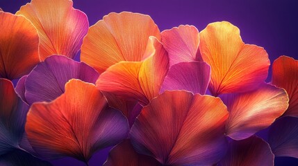 Aufkleber - Vibrant leaves illuminated in orange and purple hues create a captivating display of nature's beauty against a colorful backdrop