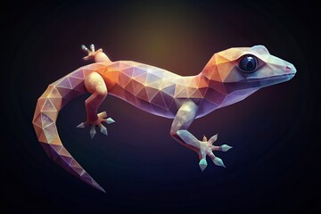Poster - Minimalist Glowing Polygonal Gecko Lizard Abstract Art Stock Photo