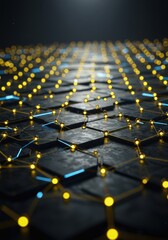 Poster - Abstract Hexagon Network Digital Structure Futuristic Technology Background