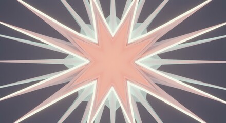 Poster - Abstract Geometric Starburst Design Pastel Colors Digital Art  Modern Symmetrical Pattern Background
